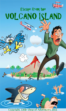 The opening screen of Volcano Island